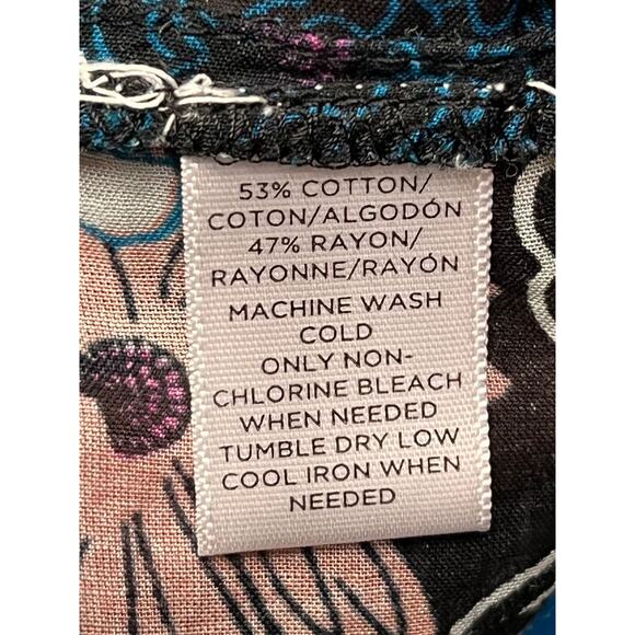 LOFT ladies medium semi sheer‎ floral long sleeve Black/Blue - Picture 6 of 7